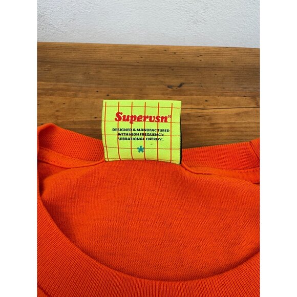 Supervsn Mens Orange Graphic Tee Shirt Large Cotton Crewneck Short Sleeve MINT & - Picture 5 of 9